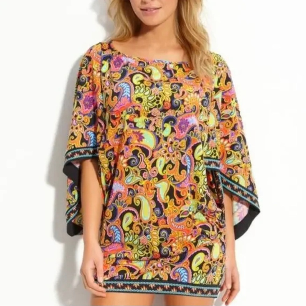 NWT TRINA TURK Paisley Resort Tunic Swim Coverup Dress